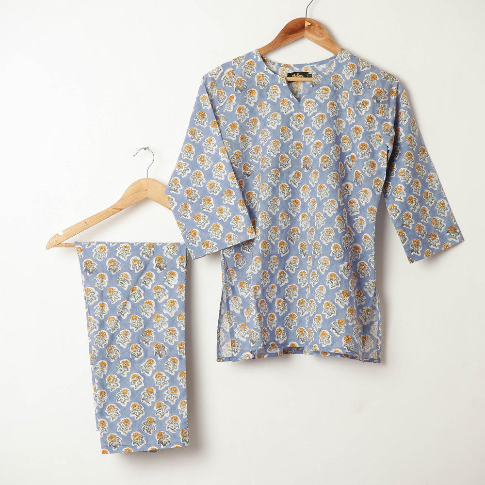 Sanganeri Block Print Cotton Night Suit