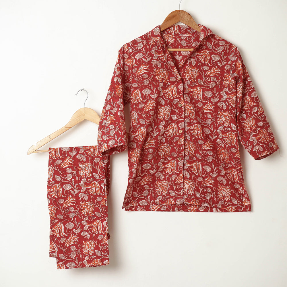 Sanganeri Block Print Cotton Night Suit