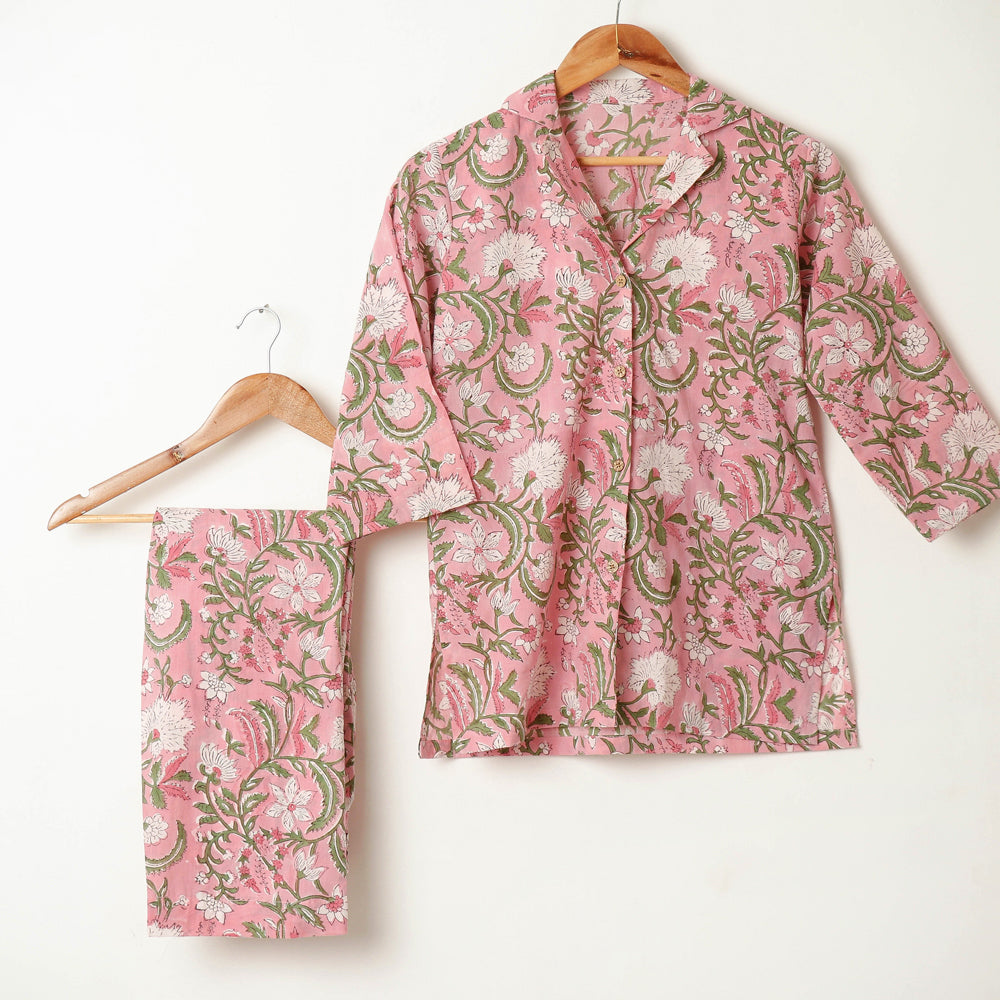 Sanganeri Block Print Cotton Night Suit