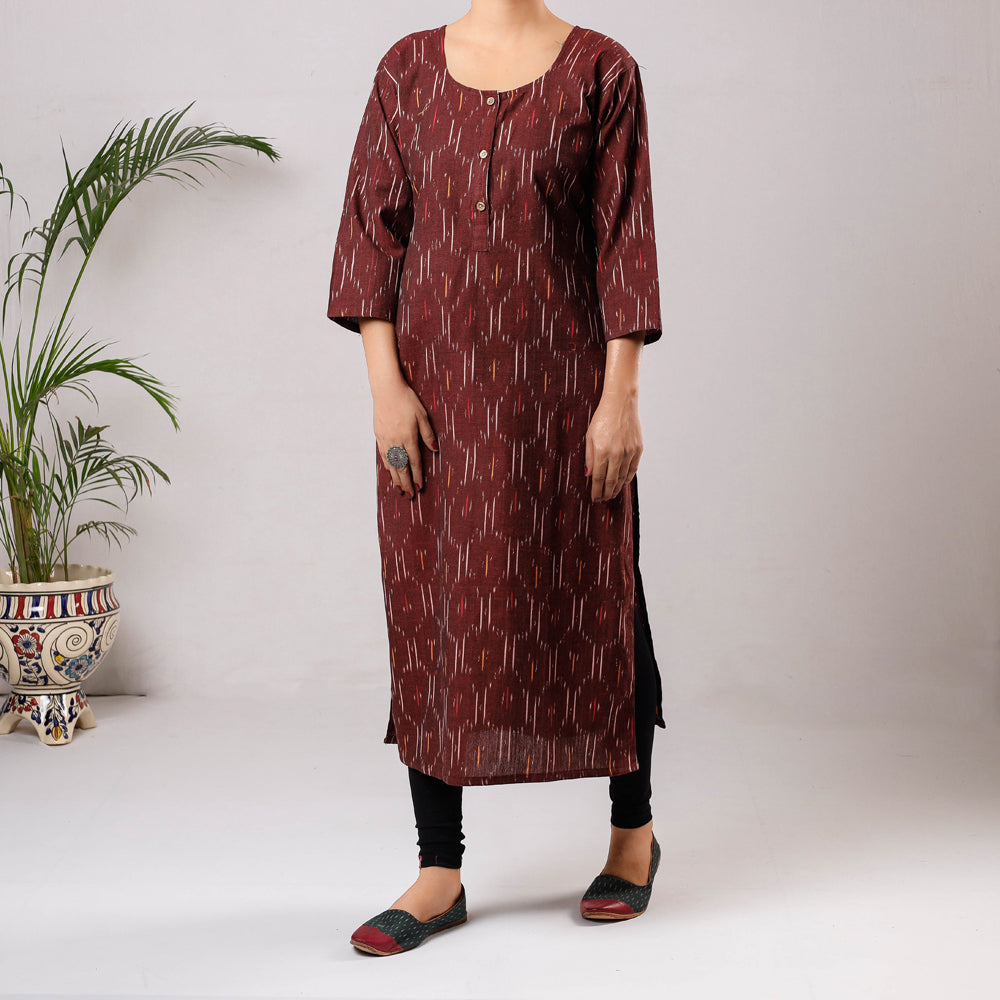 iTokri Casuals - Ikat Weave Cotton Long Kurta