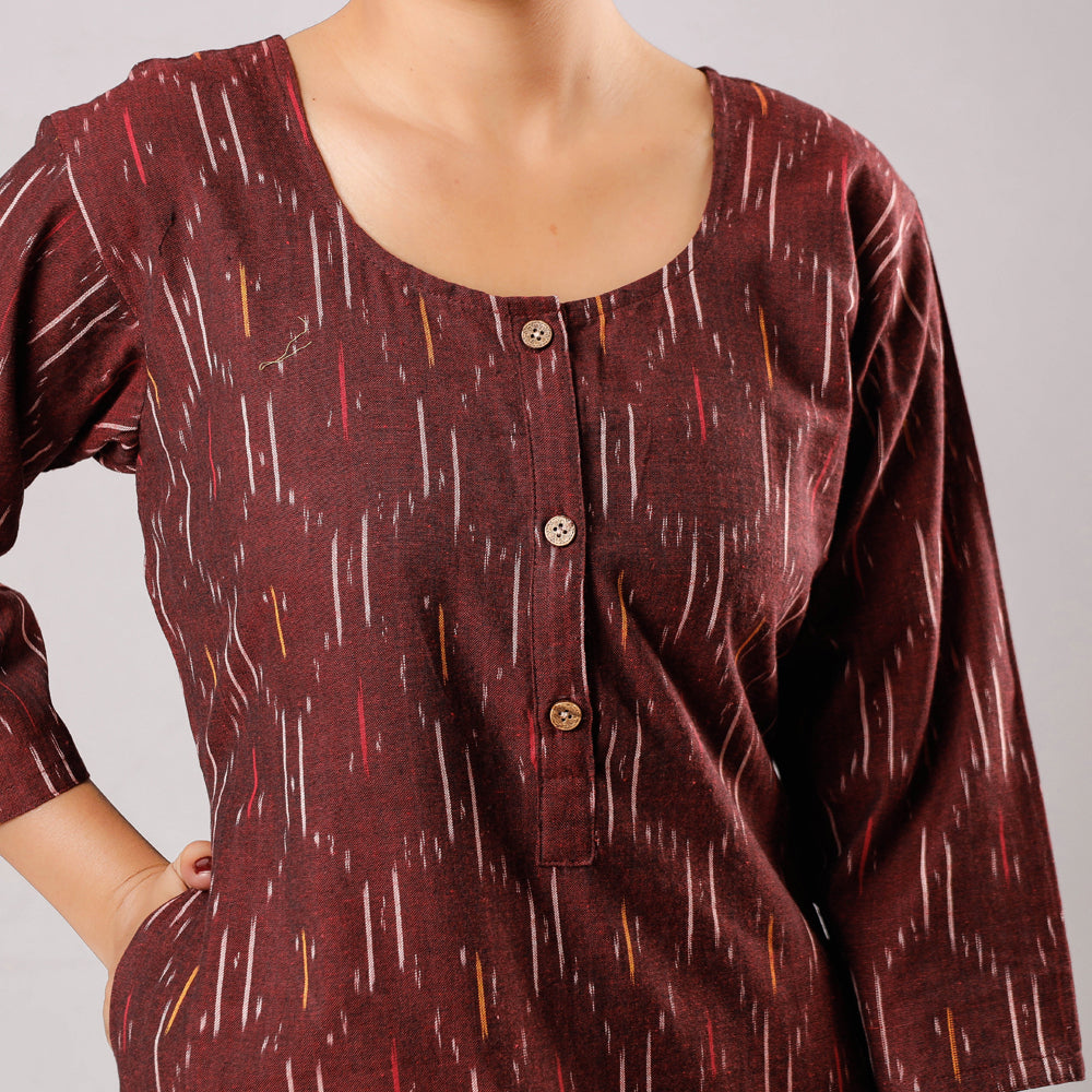 iTokri Casuals - Ikat Weave Cotton Long Kurta