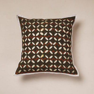 Applique Cut Work Cotton Cushion Cover (16 x 16 in)