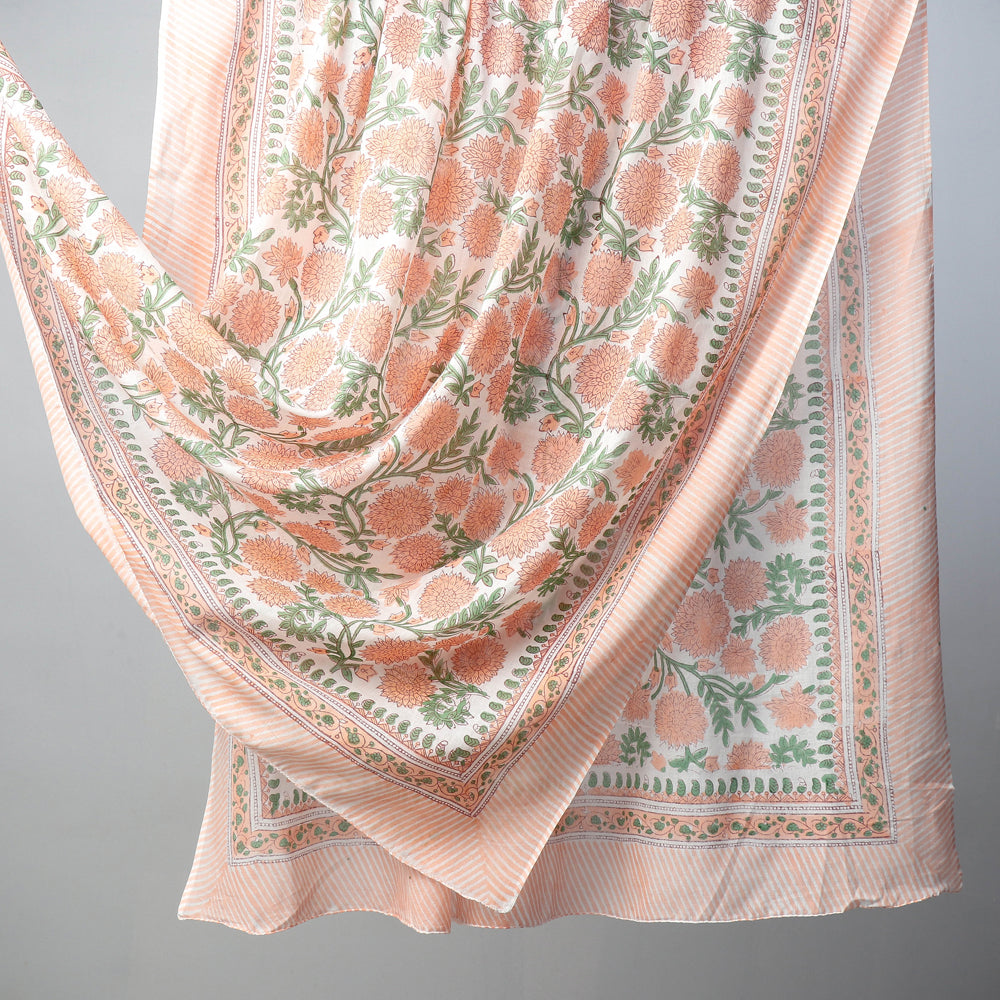 Sanganeri Block Printed Soft Cotton Dupatta/Wrap Sarong Pareo/Beach Wear