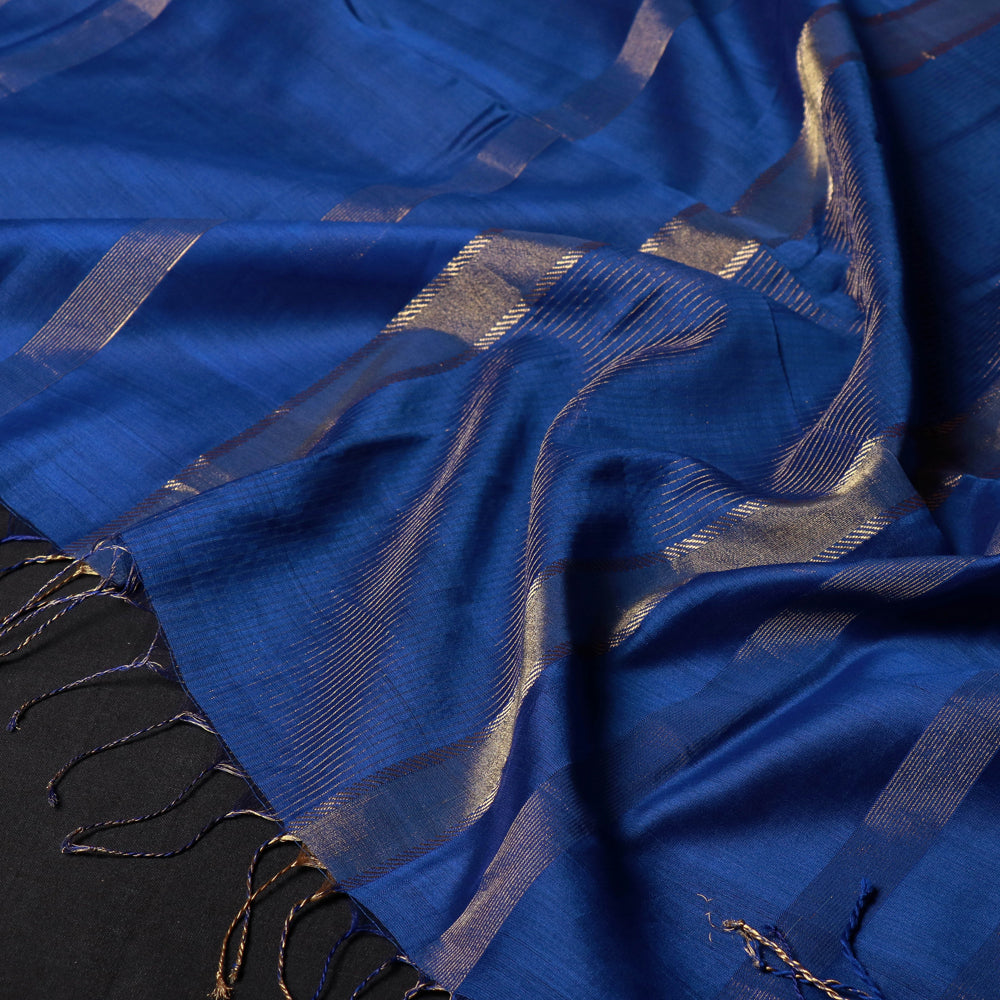Traditional Maheshwari Silk Handloom Zari Work Dupatta with Tassels