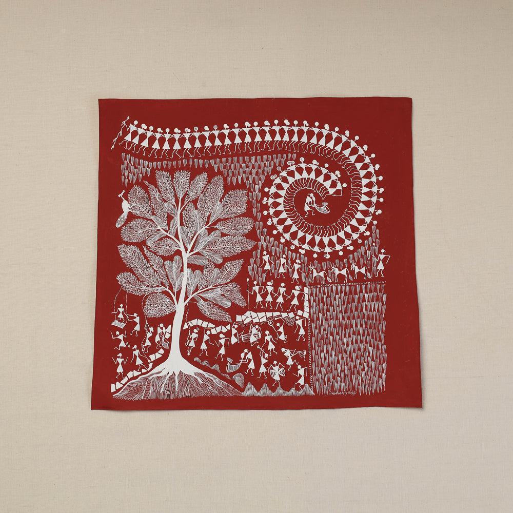 Traditional Warli Painting by Raah Creations (15 x 15 in)