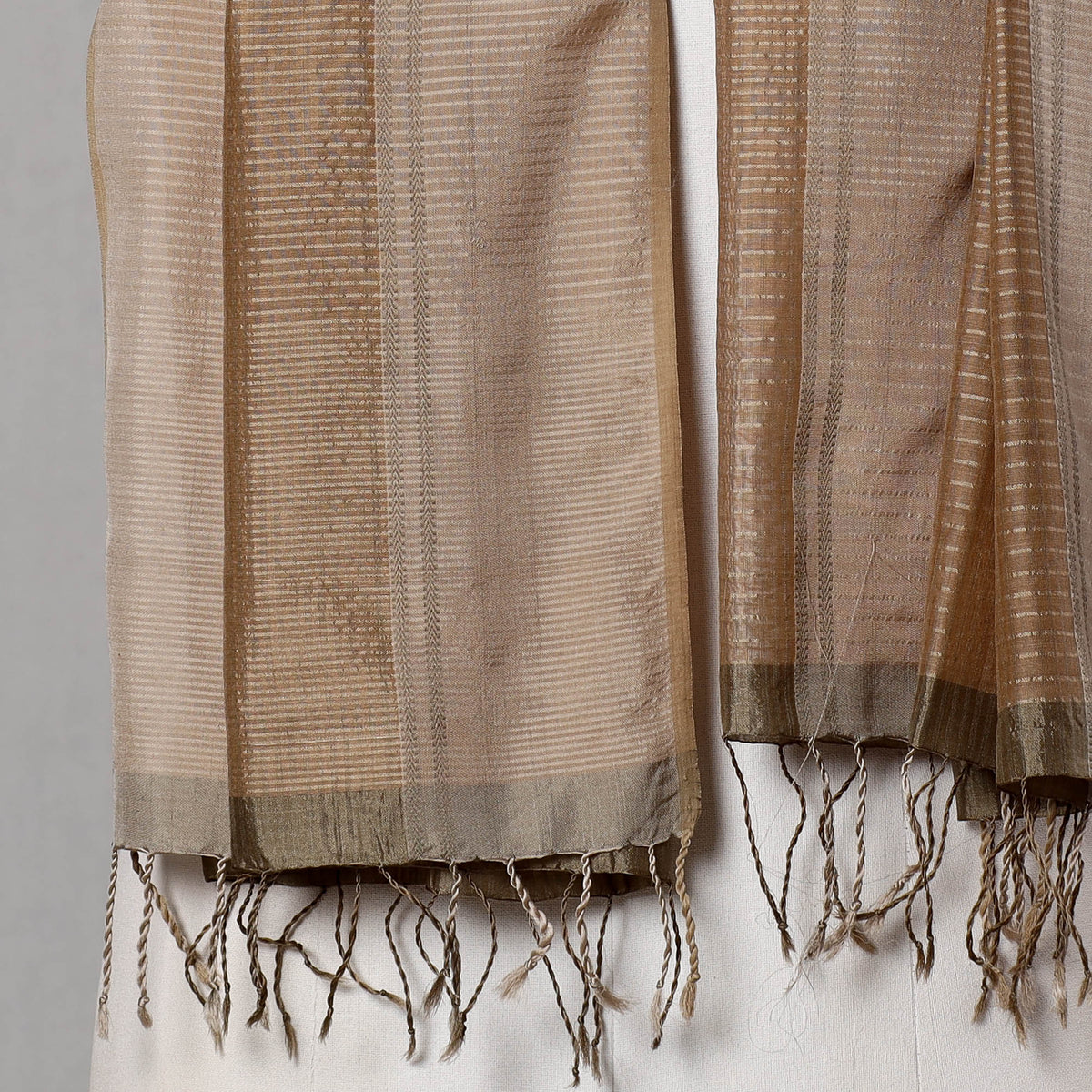 Traditional Mulberry Silk Handloom Stole with Tassels