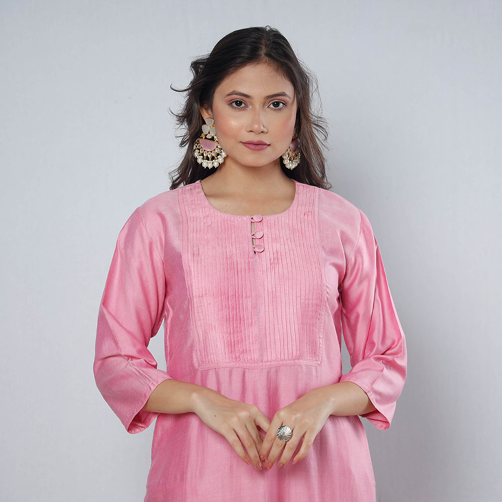 THE LIBAS COLLECTION IVORY MUSLIN BABY PINK KURTI