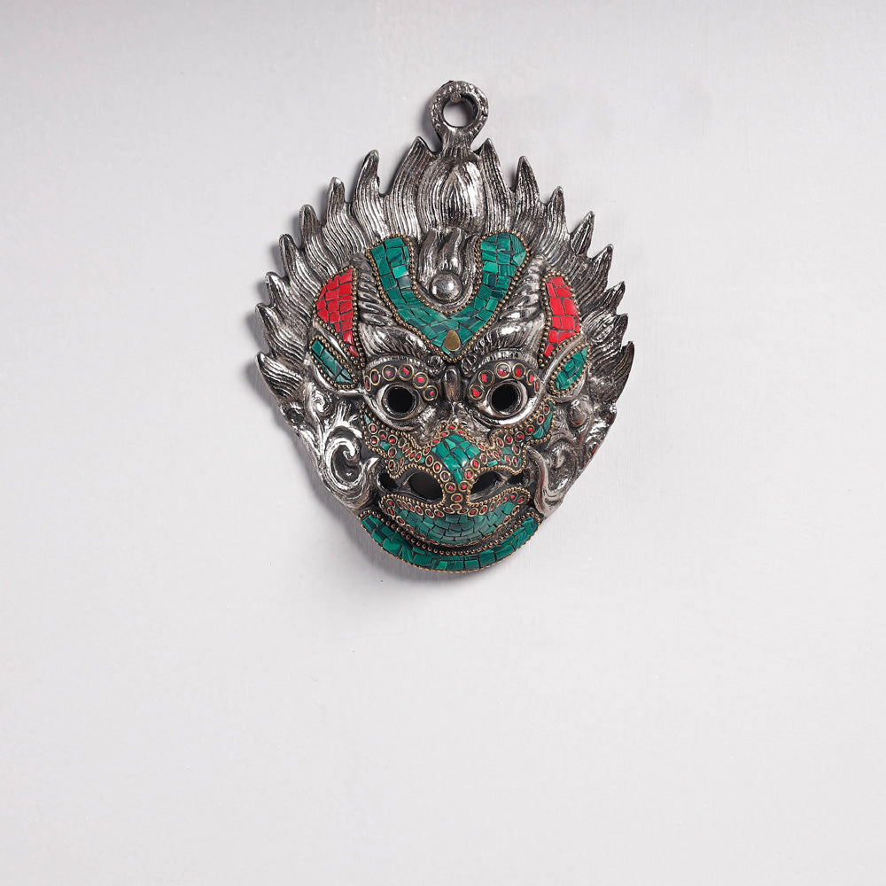 Stone Work White Metal Garuda Wall Hanging