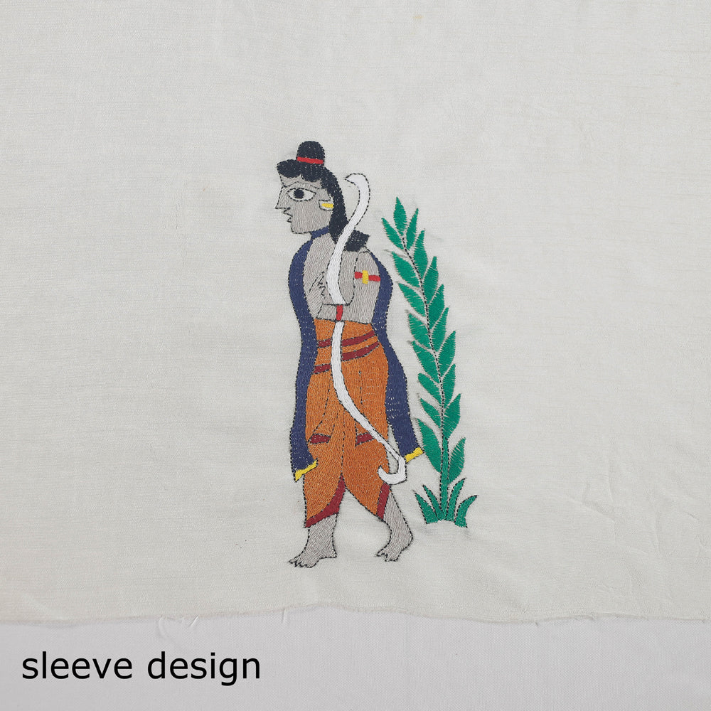 Bengal Kantha Shri Ram-Sita Vivah Embroidered Silk Blouse Piece