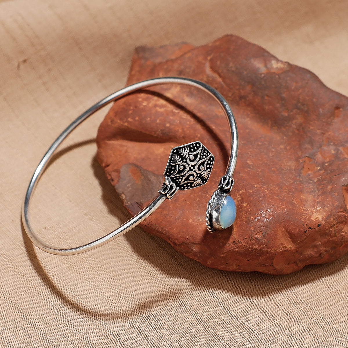 Antique Finish Oxidised German Silver Bracelet (Adjustable)
