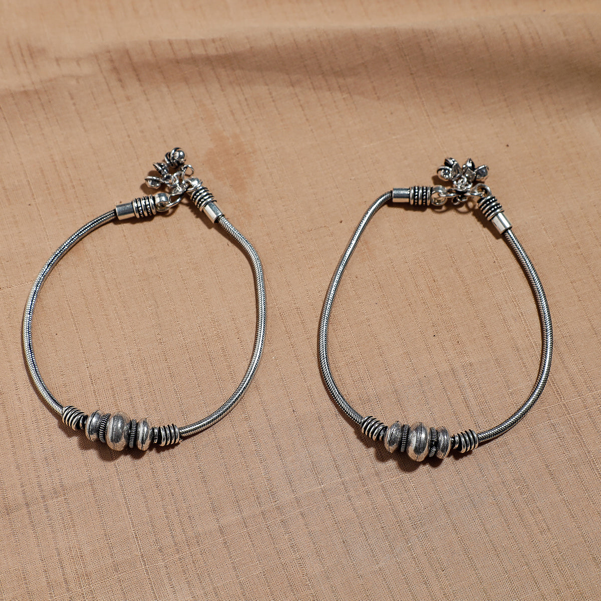 Antique Finish Oxidised German Silver Anklets