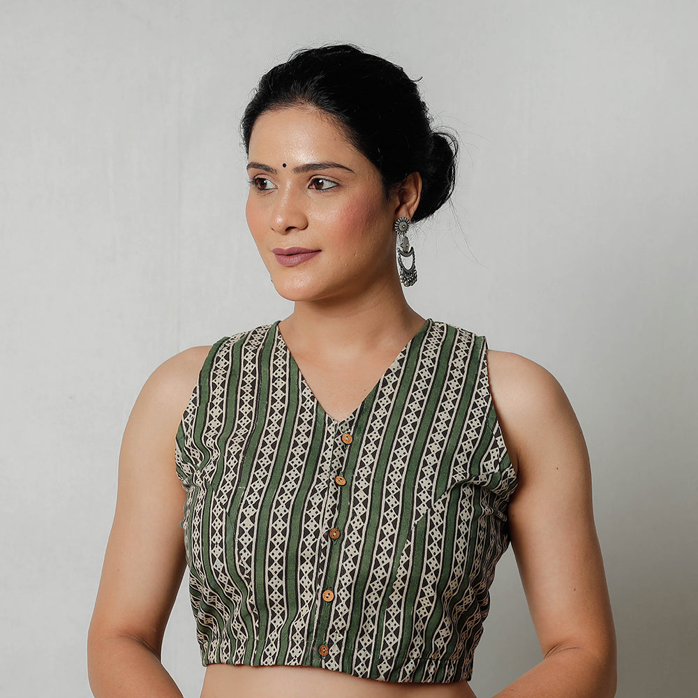 Bagru Dabu Block Printed Cotton Stitched Blouse