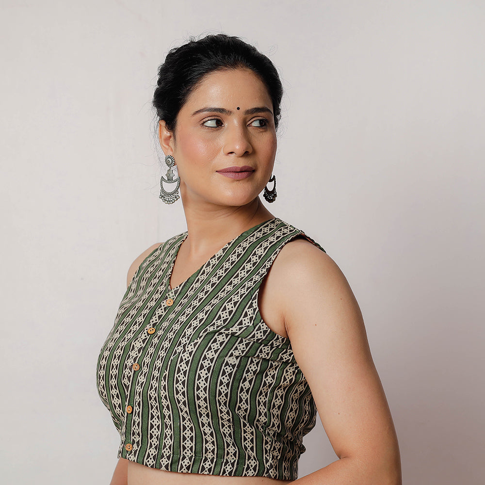 Bagru Dabu Block Printed Cotton Stitched Blouse