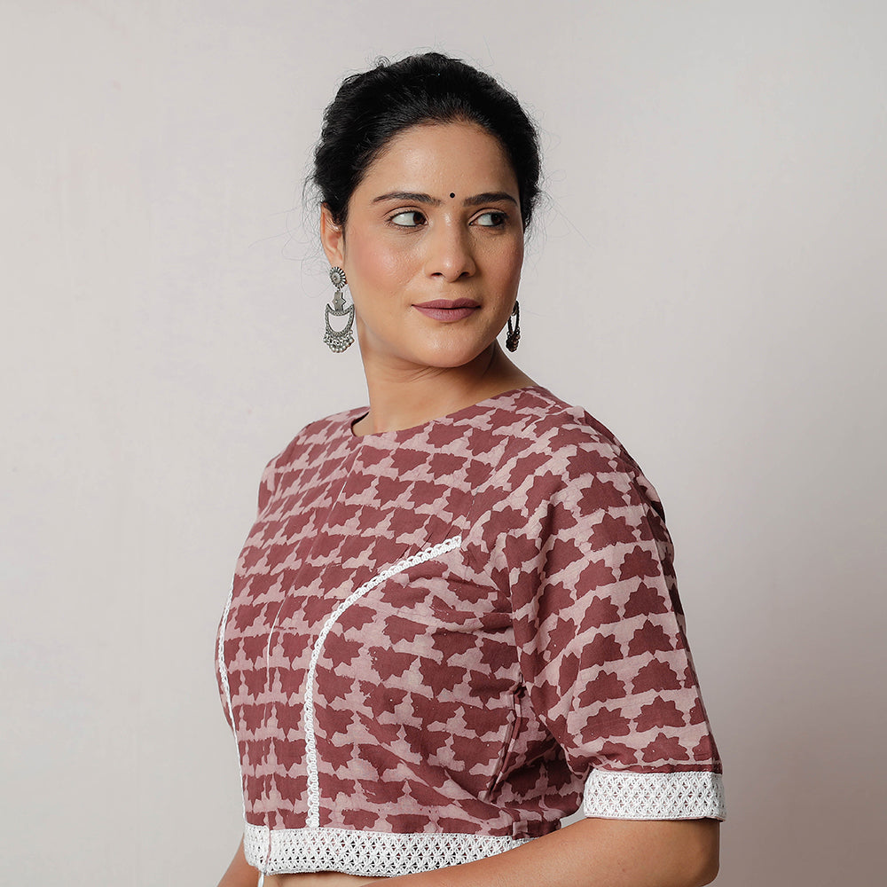 Bagru Dabu Block Printed Cotton Stitched Blouse