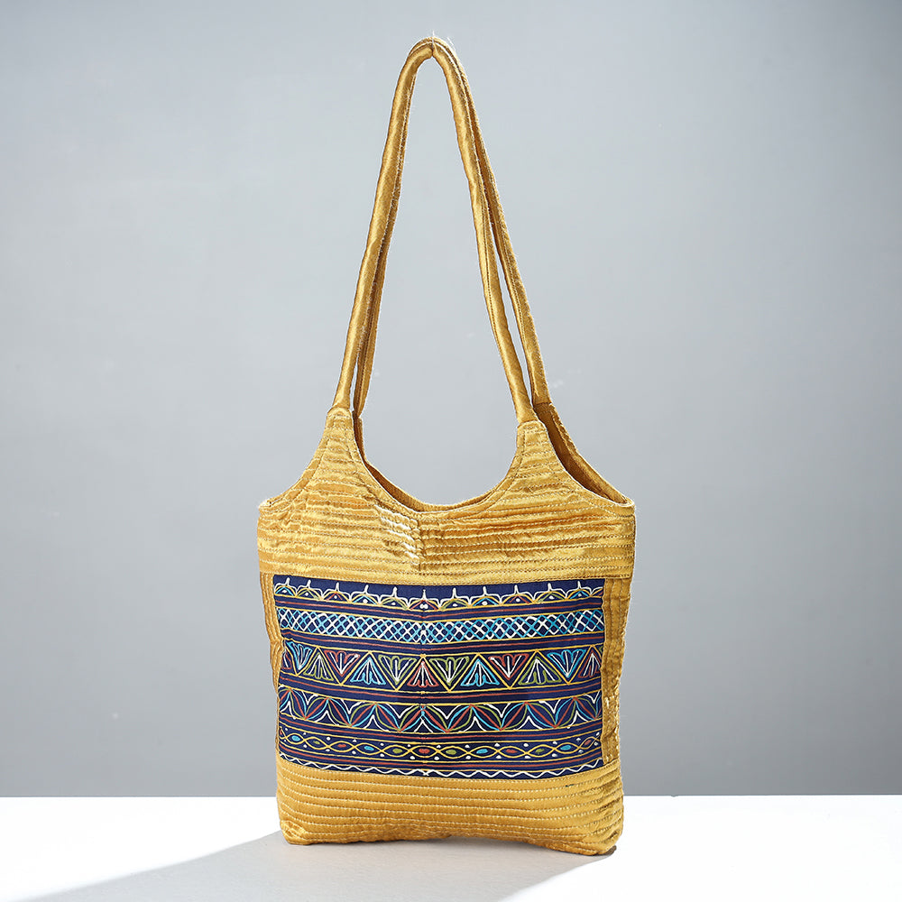 Traditional Rogan Art Painted Mashru Silk Shoulder Bag