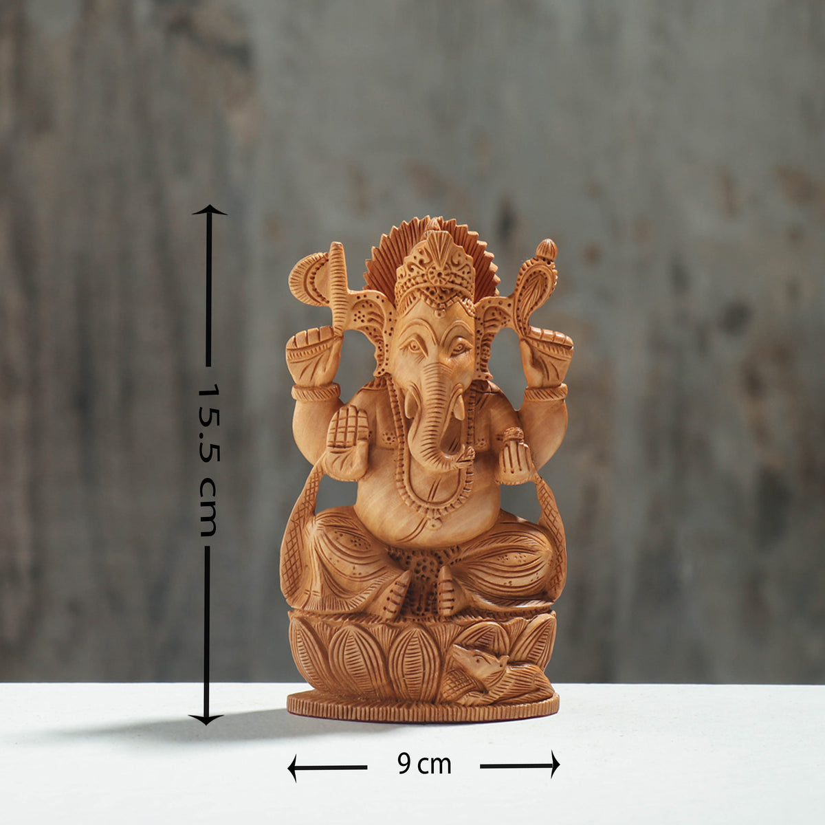 Lord Ganesha - Hand Carved Kadam Wood Handpainted Sculpture (1.5 in)