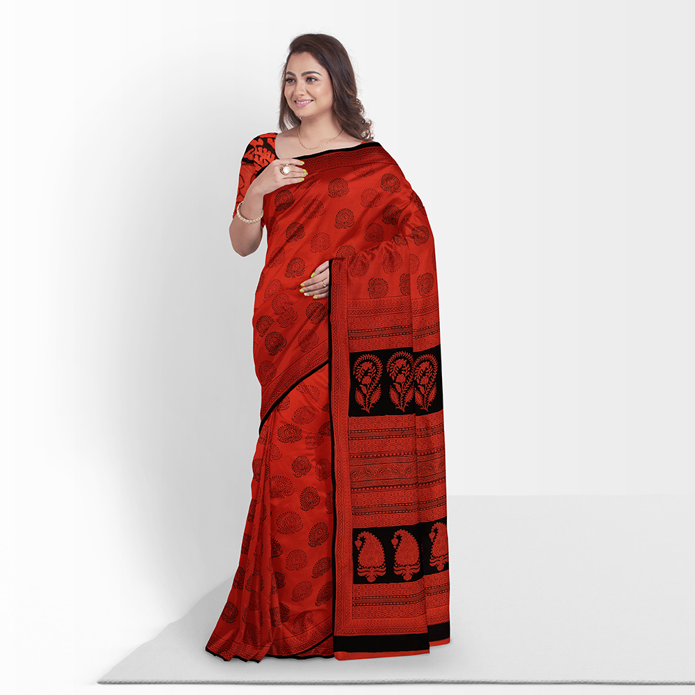 Bagh Hand Block Printing Natural Dyed Cotton Saree