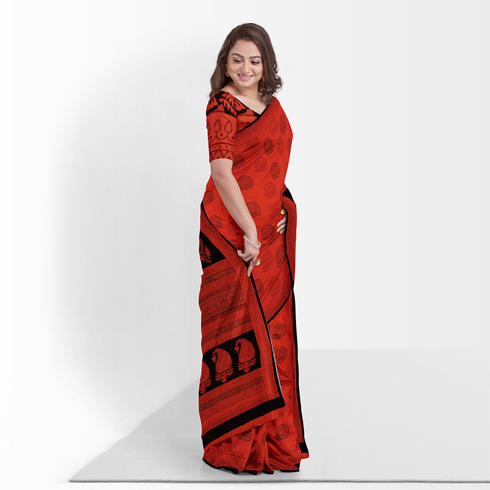 Bagh Hand Block Printing Natural Dyed Cotton Saree