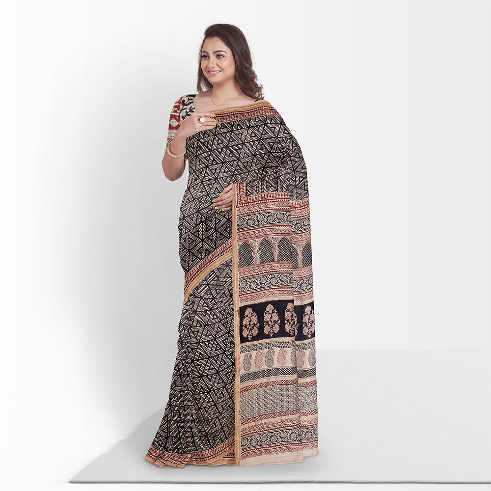 Exceptional Printed Chanderi Silk Saree – WeaversIndia