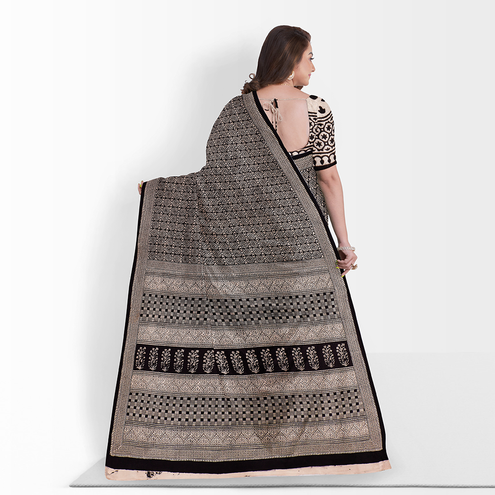 Bagh Hand Block Printing Natural Dyed Cotton Saree