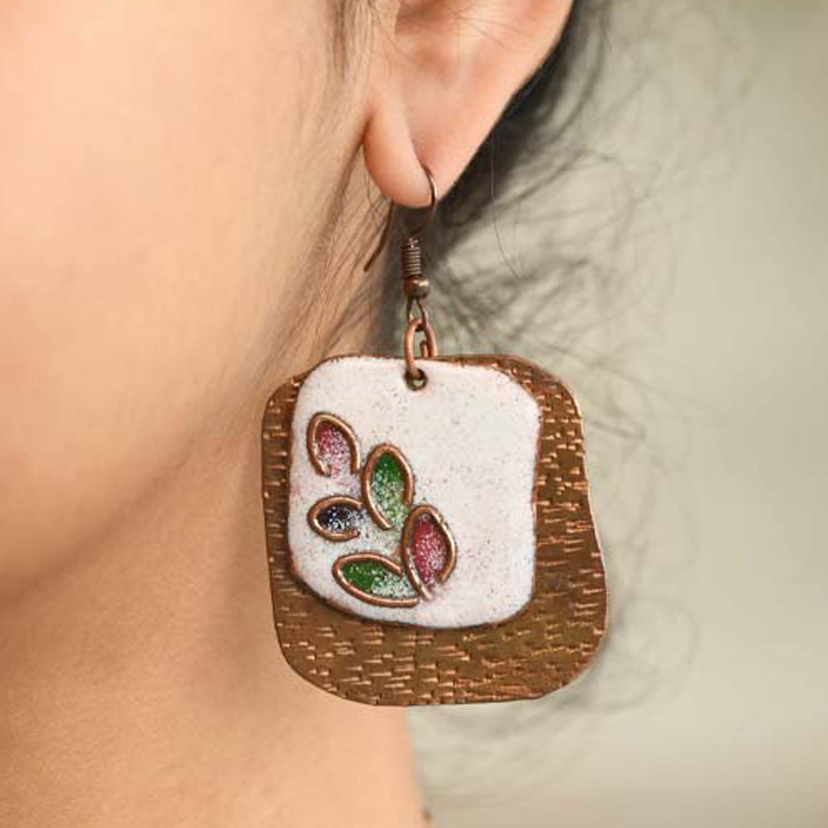 Buy Leaflet White Earrings in Copper Enamel Online in India l iTokricom   iTokri आईटकर