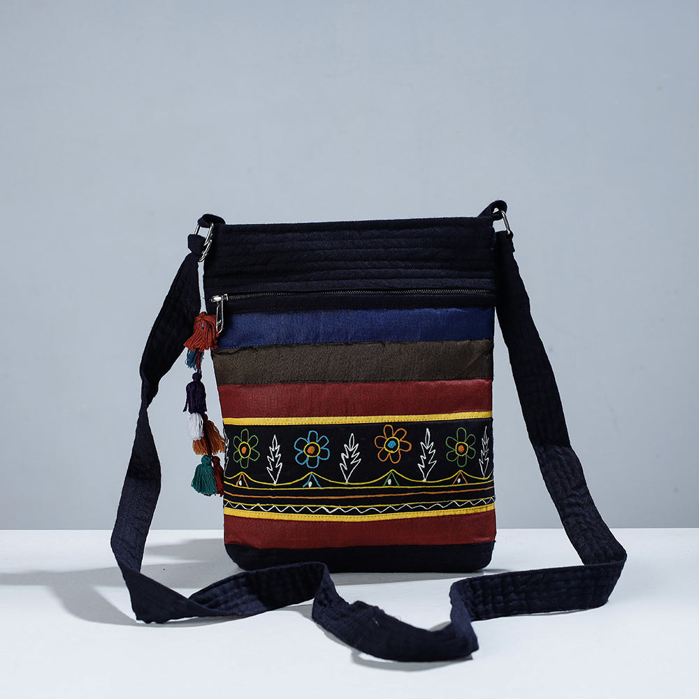 Traditional Rogan Hand Painted Silk Sling Bag