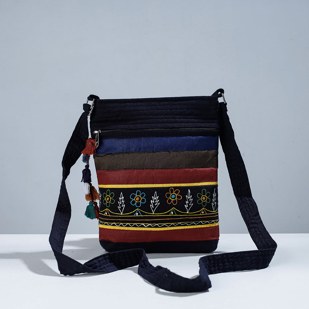 Traditional Rogan Hand Painted Silk Sling Bag