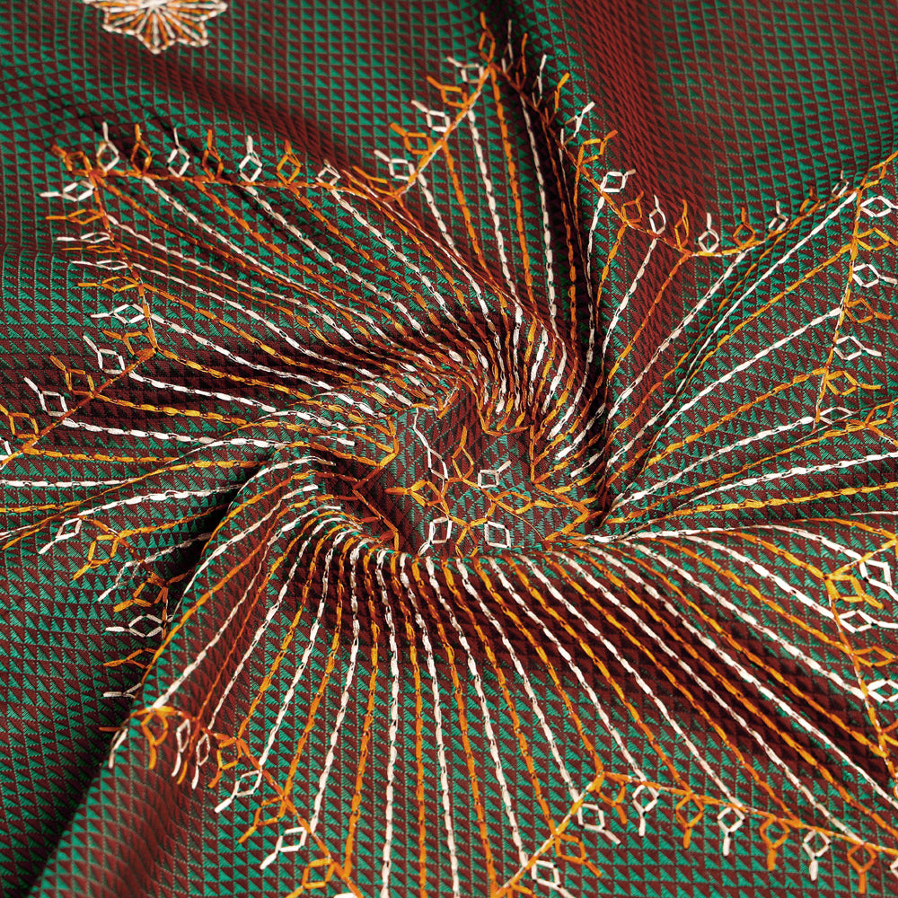 Karnataka Khun Embroidered Cotton Saree with Thread Border