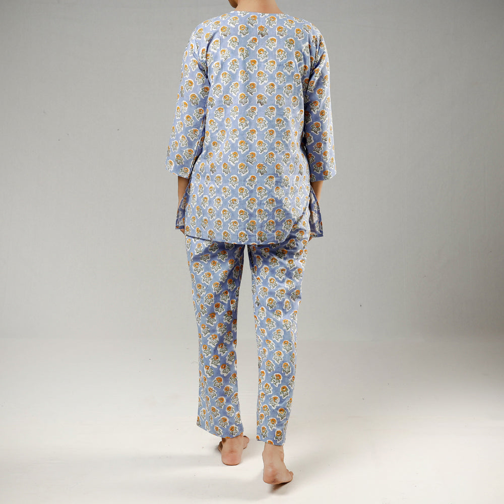 Sanganeri Block Print Cotton Night Suit