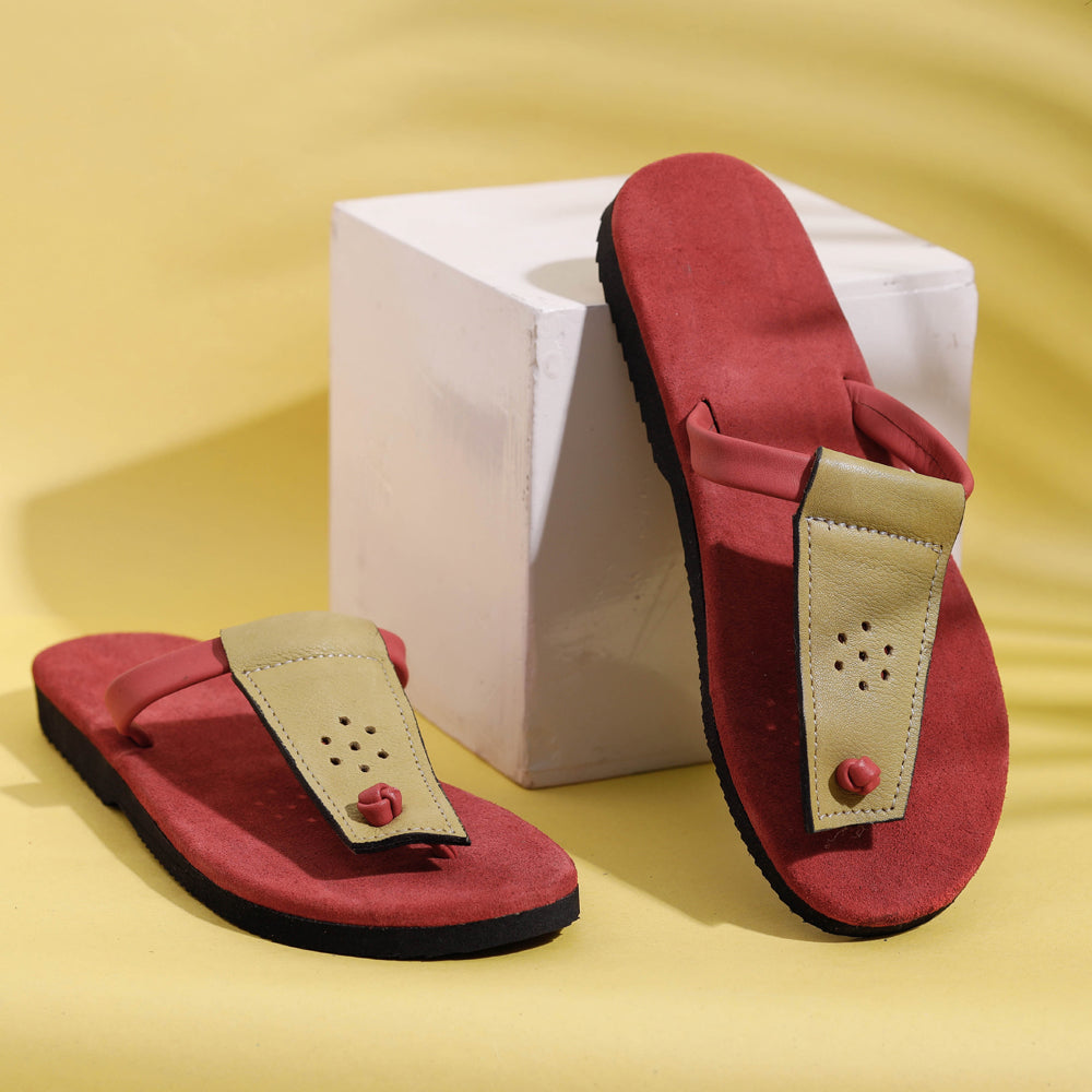 Handcrafted Women&#39;s Leather Slippers with Suede