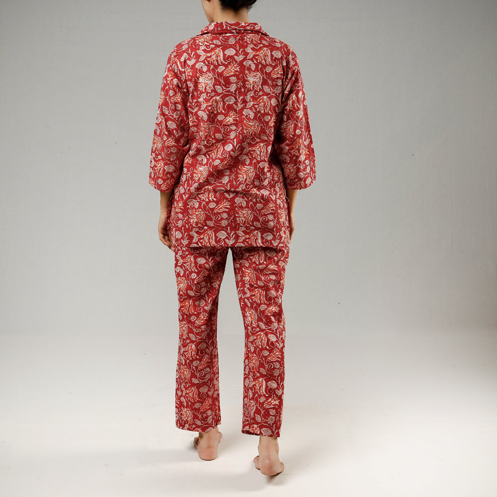Sanganeri Block Print Cotton Night Suit
