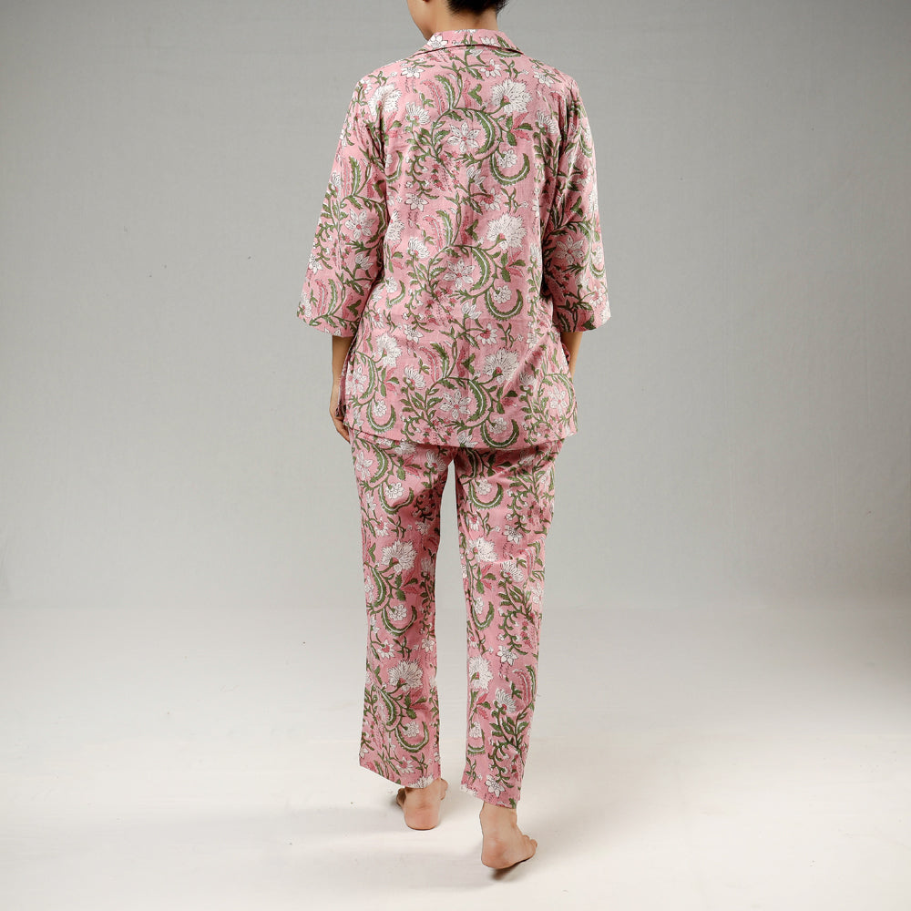 Sanganeri Block Print Cotton Night Suit