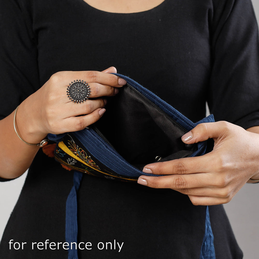 Traditional Rogan Hand Painted Cotton Bead Work Sling Bag with Tassles