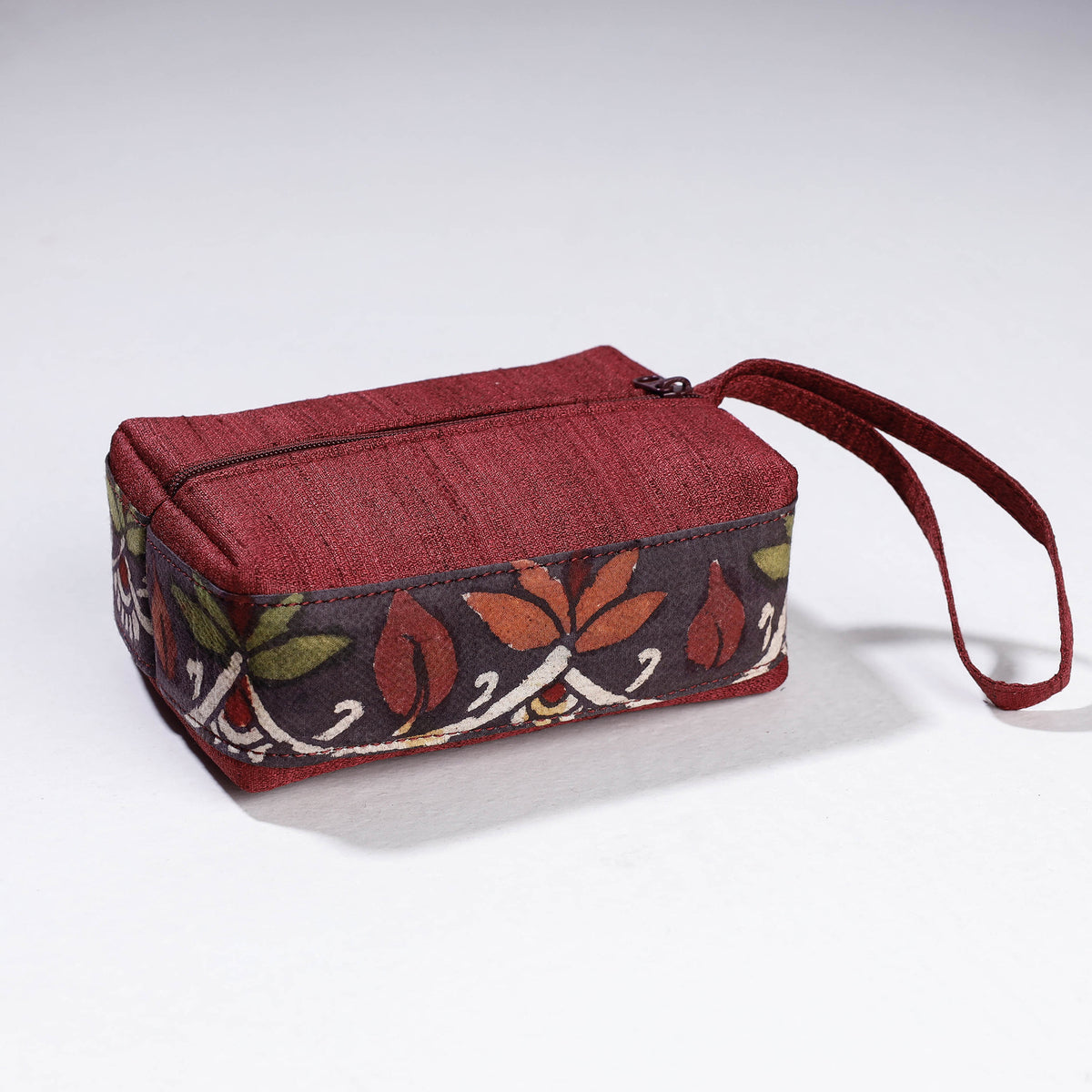 Handpainted Kalamkari Natural Dyed Ghicha Silk Multipurpose Cosmetic/Toiletry Pouch