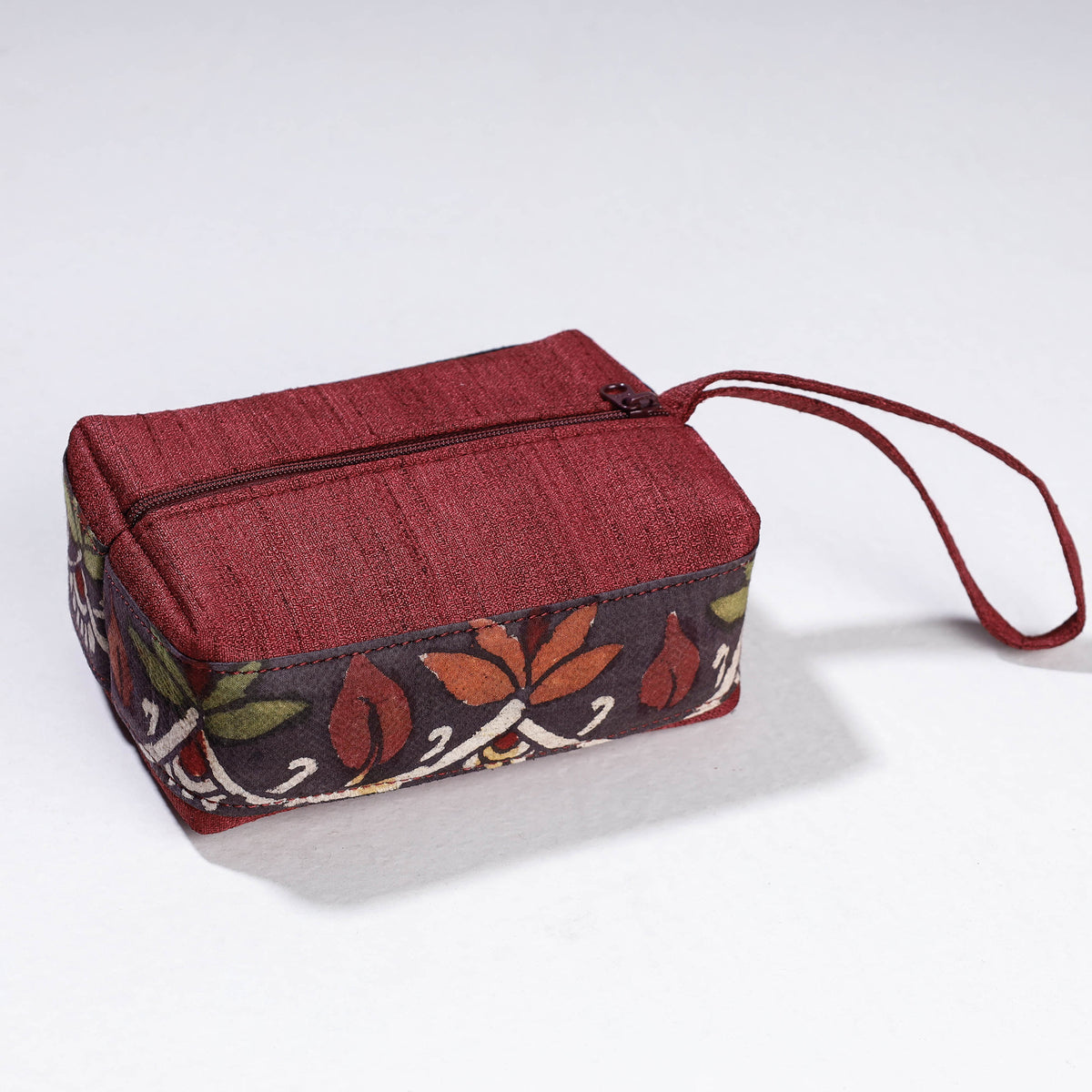 Handpainted Kalamkari Natural Dyed Ghicha Silk Multipurpose Cosmetic/Toiletry Pouch