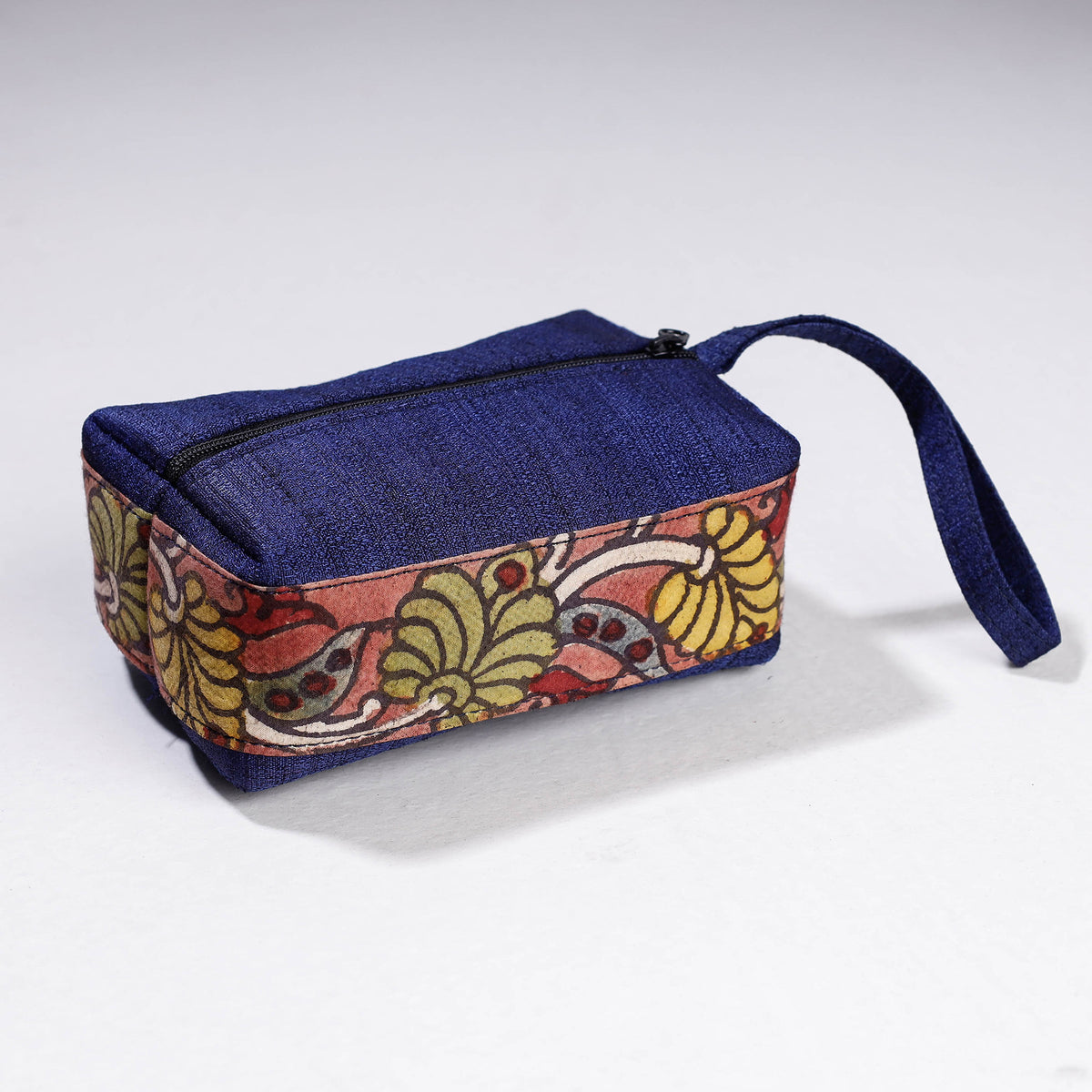 Handpainted Kalamkari Natural Dyed Ghicha Silk Multipurpose Cosmetic/Toiletry Pouch