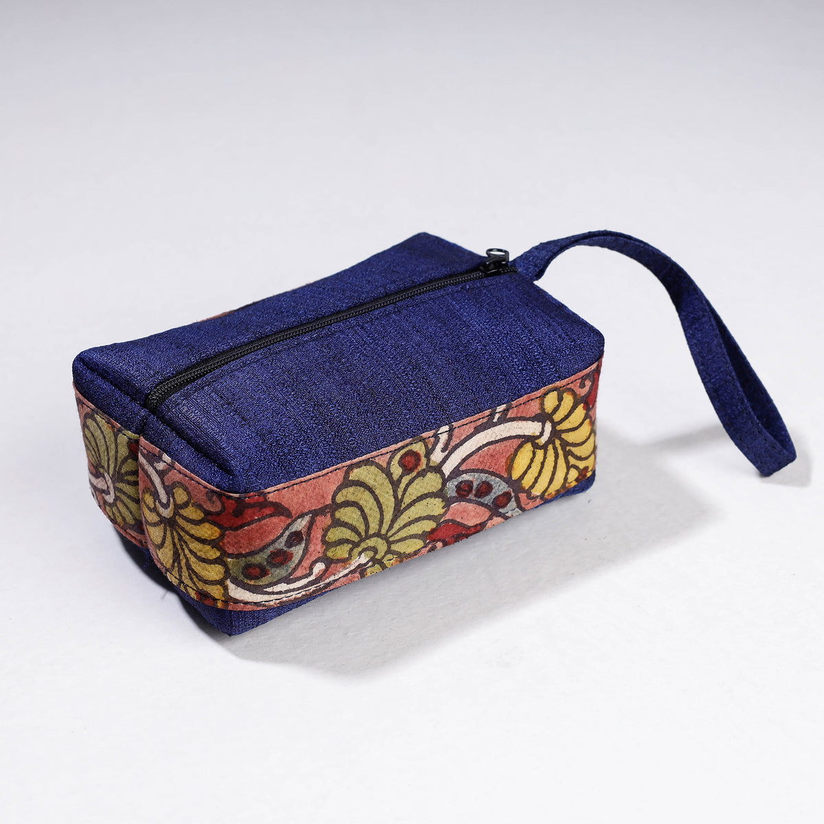 Handpainted Kalamkari Natural Dyed Ghicha Silk Multipurpose Cosmetic/Toiletry Pouch