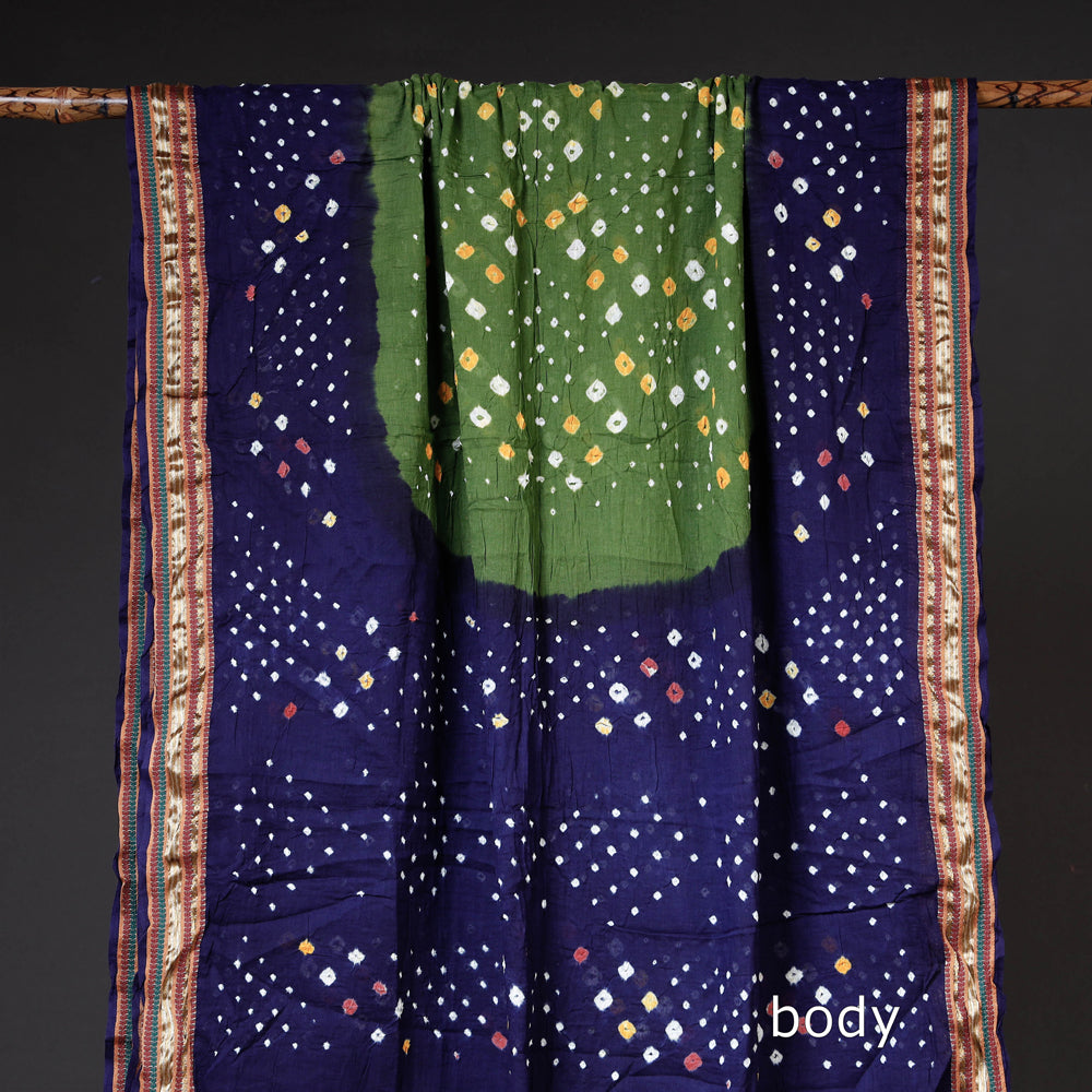 Kutch Bandhani Tie-Dye Cotton Saree with Blouse Piece