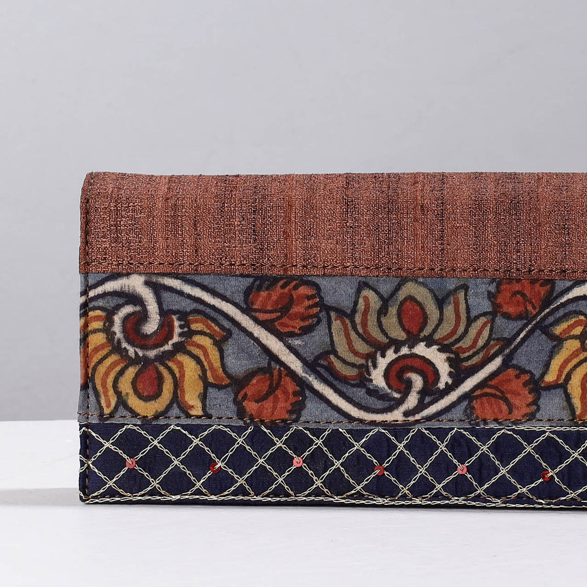 Handpainted Kalamkari Natural Dyed Ghicha Silk Clutch
