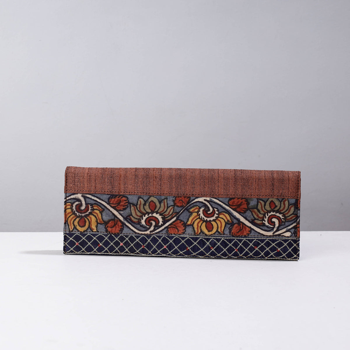 Handpainted Kalamkari Natural Dyed Ghicha Silk Clutch