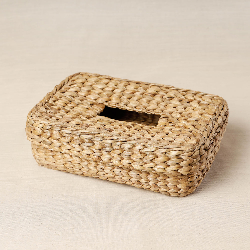 Handmade Organic Water Hyacinth Rectangular Tissue Box from Assam