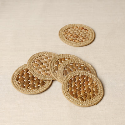 Handmade Organic Water Hyacinth Coasters from Assam (Set of 6)