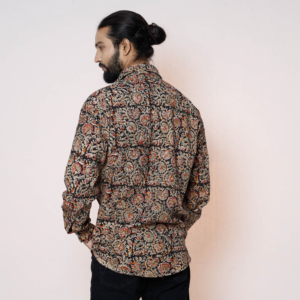 Kalamkari Block Printed Cotton Men Full Sleeve Shirt
