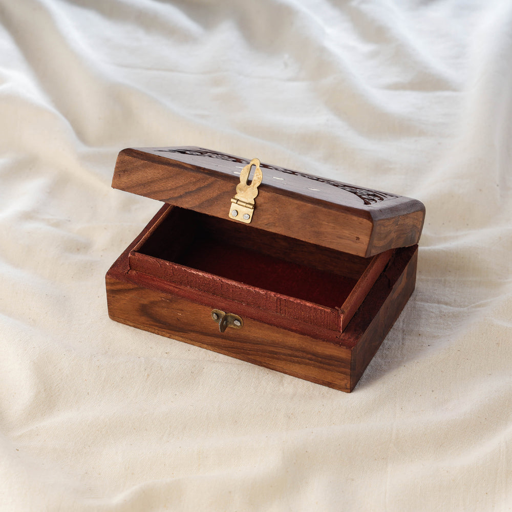 Handcrafted Sheesham Wooden Jewellery Box (6 x 4 in)