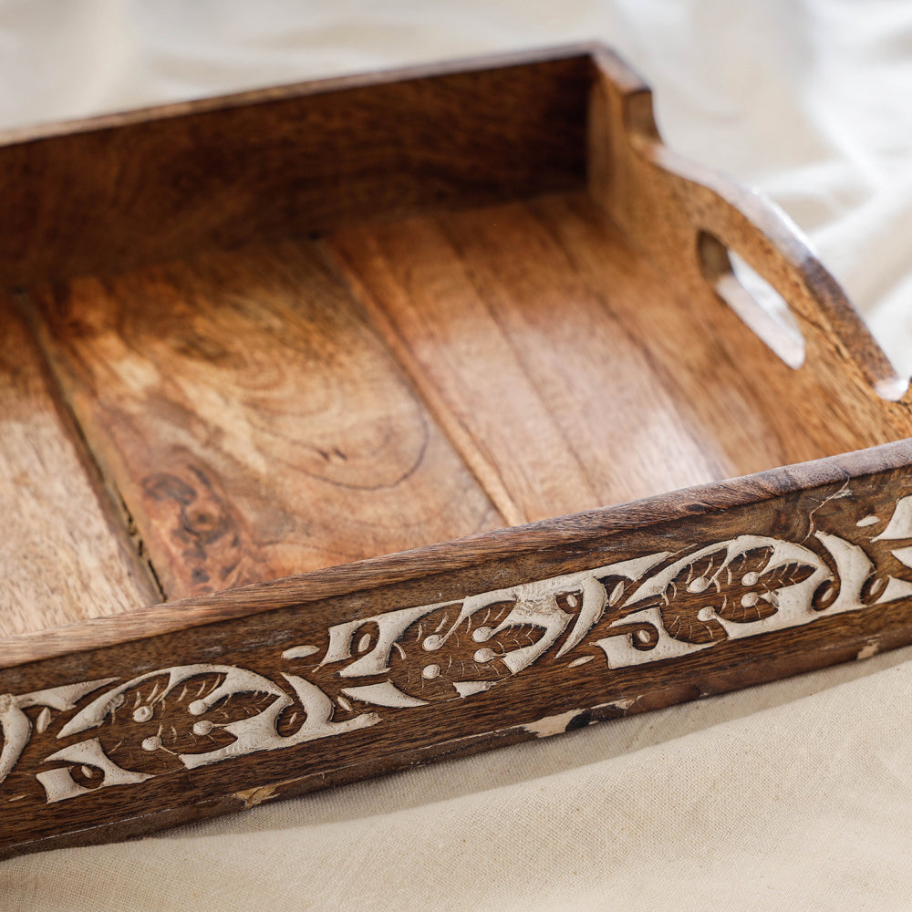 Handcrafted Mango Wooden Serving Tray (15 x 10 in)