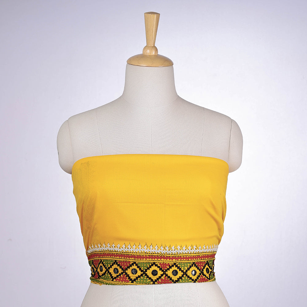 Bengal Kantha Embroidered Kutch Design Pure Cotton Blouse Piece