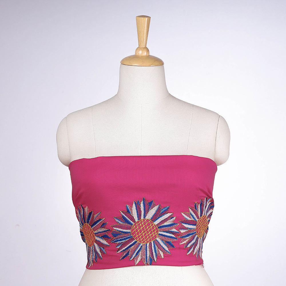 Bengal Kantha Embroidered Pure Cotton Blouse Piece