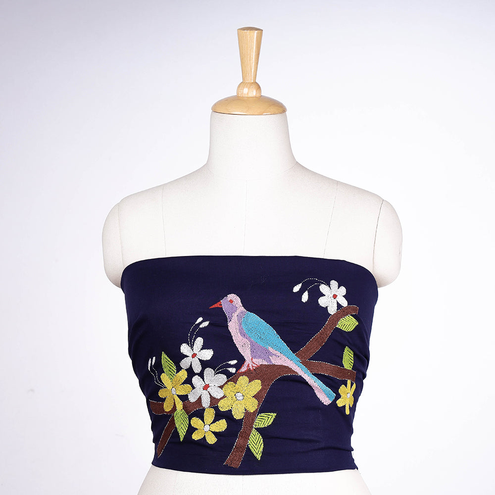 Bengal Kantha Embroidered Pure Cotton Blouse Piece