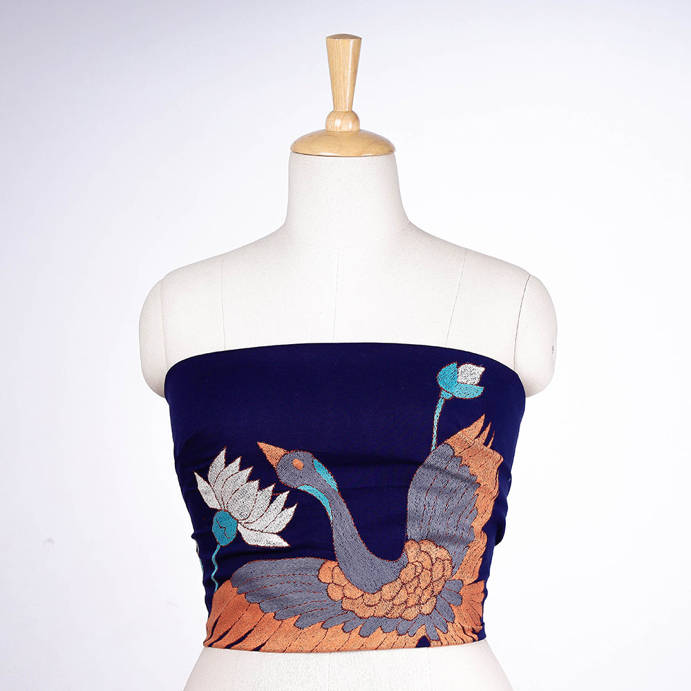 Bengal Kantha Embroidered Pure Cotton Blouse Piece