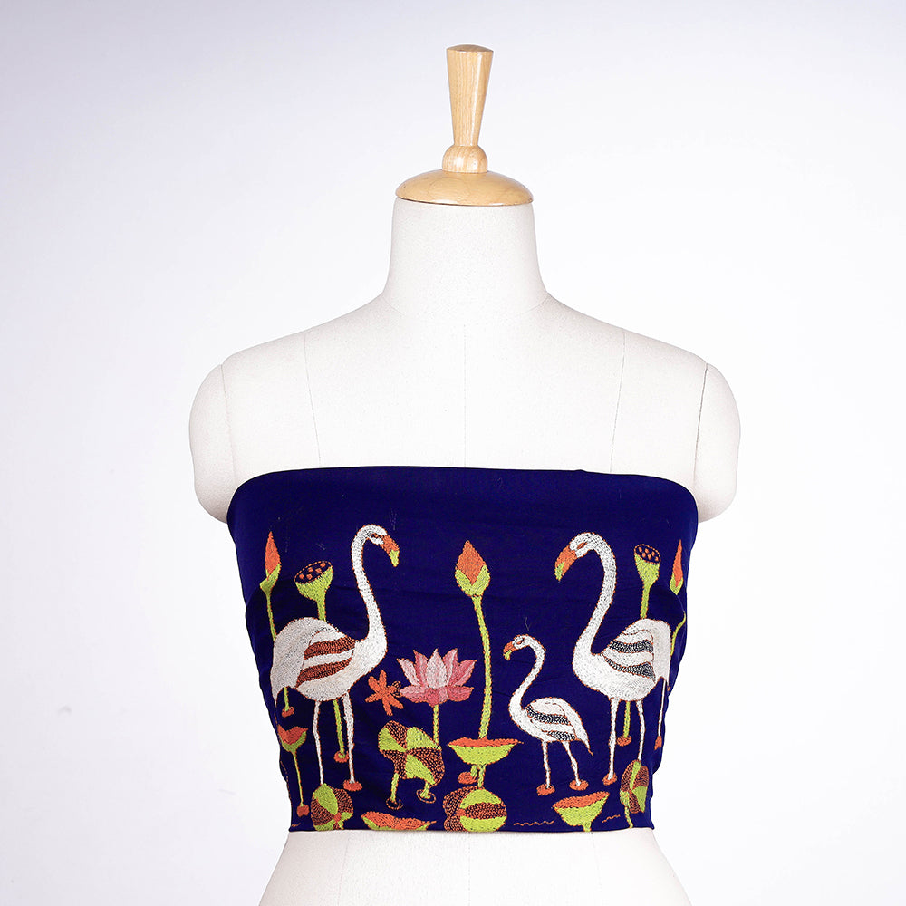 Bengal Kantha Embroidered Pure Cotton Blouse Piece
